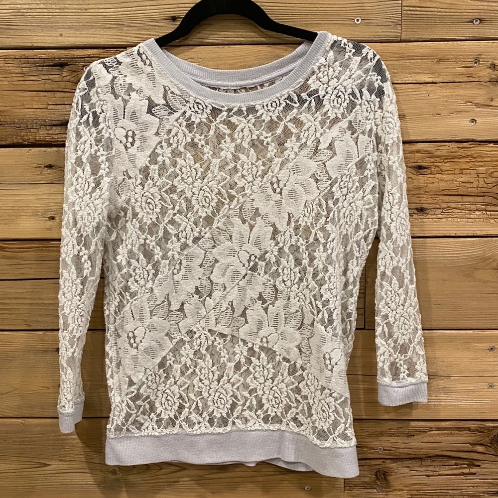 Anthropologie Cream Lace Top